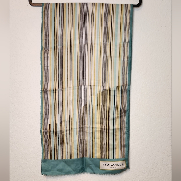Ted Lapidus Striped Silk Scarf Paris France - Picture 4 of 4